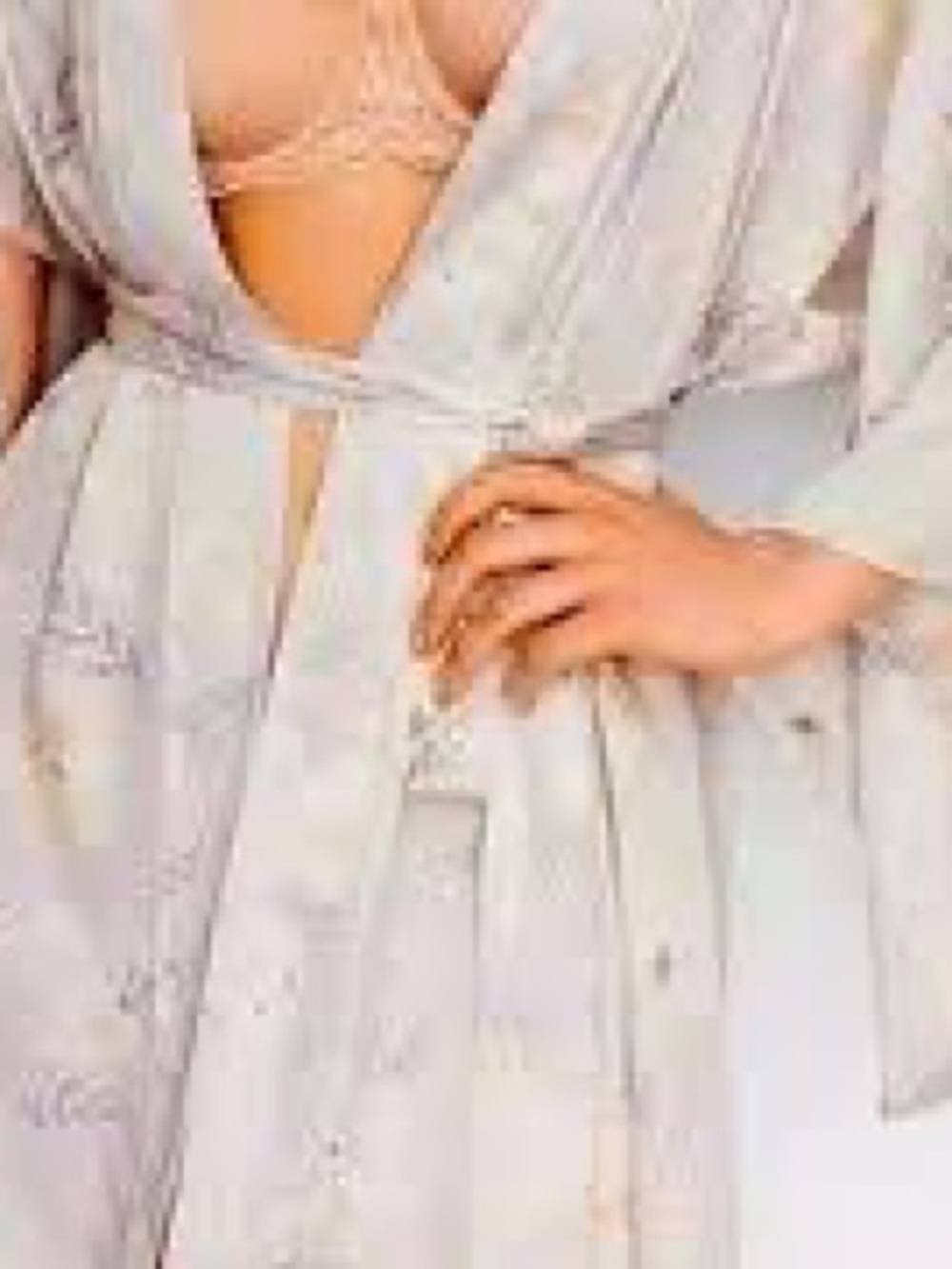 Victoria's Secret Pale Blue & Pink Lace-Trim Robe & Bralette